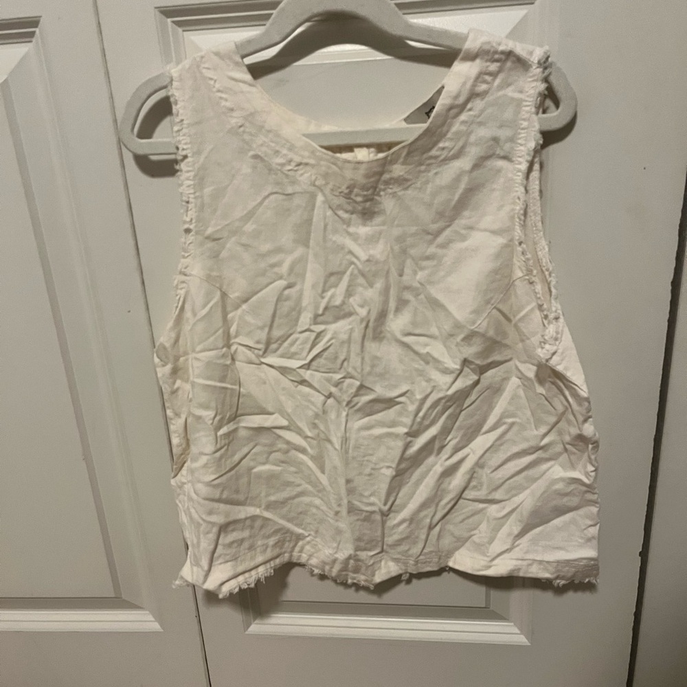 Thread & Supply White Tank Top with buttons down back